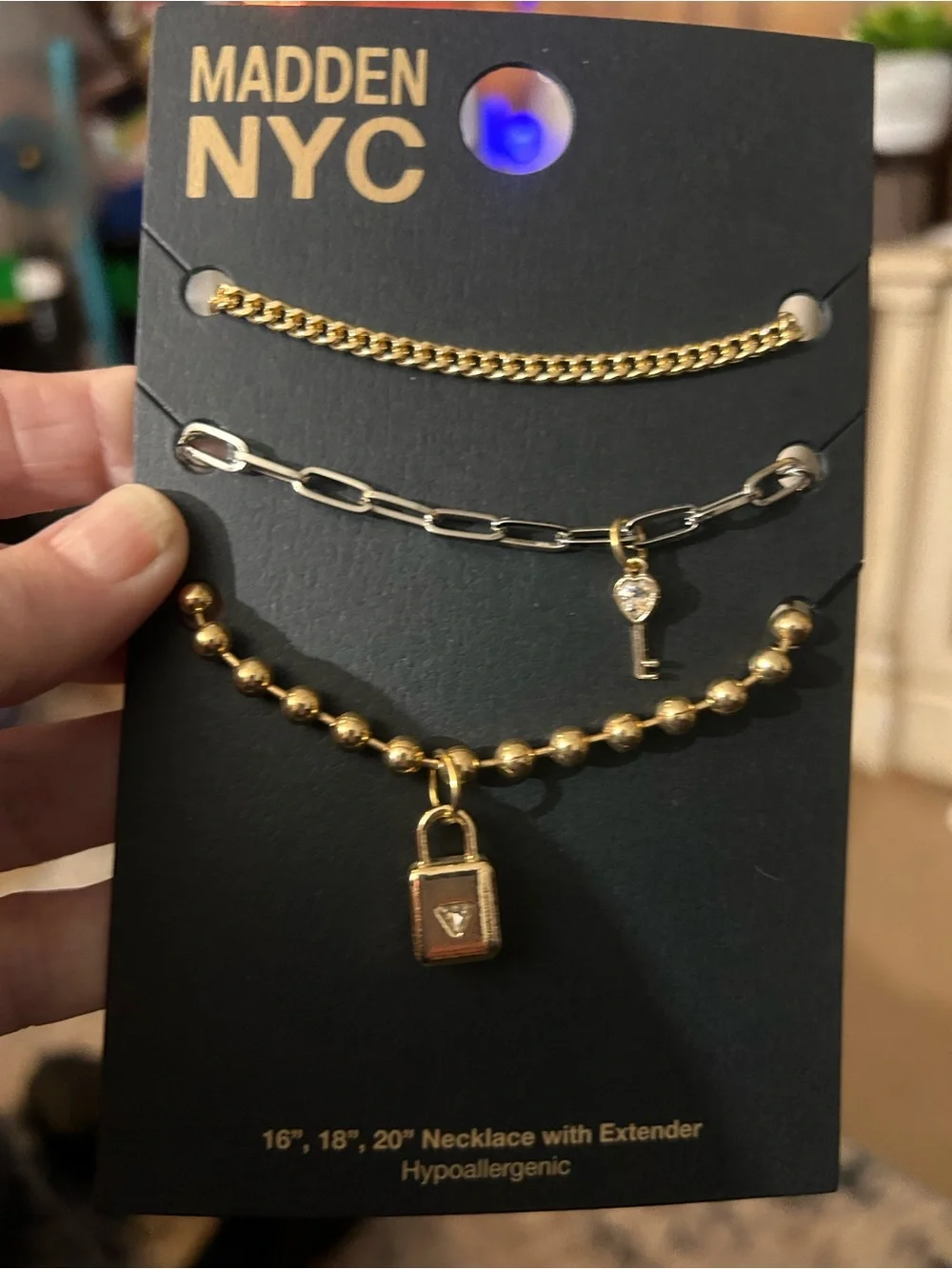Madden NYC Gold-Tone Layered Padlock & Key Necklace Set - Gold